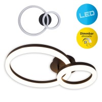 LED CCT ceiling light "Circulo" made of black metal and sand-colored plastic 53 cm long