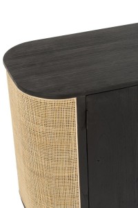 J-Line Molly Rattan cabinet - 3 doors - wood - black