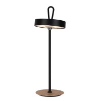 LED battery table lamp magnetic for outside and inside, made of metal and plastic in black, 36 cm high