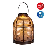 LED solar light "Korbinian" for garden and terrace, decorative lamp made of metal with jute tension in nature, firmly built -in LEDs, solar lamp for outside 29 x 21 cm