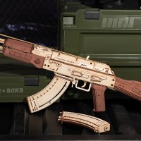 3D Wooden Puzzle AK-47 Assault Rifle, Robotime, LQ901, 71.7x5.6x21.5cm