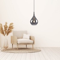 Pendant lamp "Gota", retro classic pendant lamp made of black smoke glass Ø 25 cm, with E27 versions, 150 high, ideal for dining room, living room and kitchen.