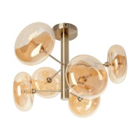 Deckenleuchte "ORION" Ø ca. 53 cm amber, aus messingfarbenem Metall und Glas in amber, G9-Sockel, Beleuchtung für Wohnzimmer, Esszimmer oder Büro.