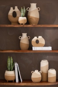 J-Line Vase Ear Ceramic Beige/Light Brown Large