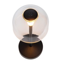 2 Set LED battery table light "Gomba" for outside and inside, made of metal and plastic in black, 18.5 cm high