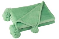 J-Line Plaid Pompom - polyester - bright green - 170 x 130 cm