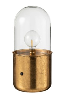 J-Line Antique table lamp - glass/zinc - gold - L - LED lights