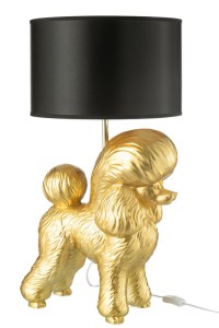 J-Line Lamp Dog Poodle Resine Gold