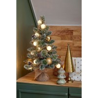 Kaprun Kunstkerstboom met LED Verlichting en Timerfunctie - H60 x Ø39 cm - Groen, Goud