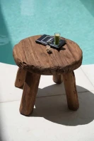 Marabunta Houten Bijzettafel | Naturel | Rustiek Teakhout | 50 cm