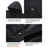 Verwarmde Hoodie met 7 Verwarmingszones | USB Oplaadbaar, 3 Warmtestanden & Capuchon – Heren – Polyester - Grijs - S