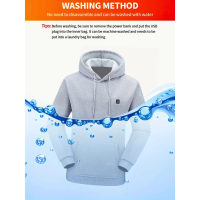 Verwarmde Hoodie met 7 Verwarmingszones | USB Oplaadbaar, 3 Warmtestanden & Capuchon – Heren – Polyester - Grijs - S