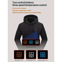 Verwarmde Hoodie met 7 Verwarmingszones | USB Oplaadbaar, 3 Warmtestanden & Capuchon – Heren – Polyester - Grijs - S