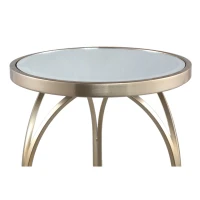Rikka Sidetable Set | Goud IJzer | Spiegelblad Rond – Set van 2 