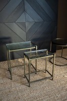 Lucinde Sidetable Set | Messing & Glas | 2-delig | Rechthoek blad