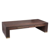 Tiess Salontafel | Bruin Houten Fineer | 2 Lades | Gouden Accenten