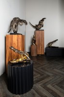 Lizee Krokodillenhoofd Beeld | Messing Aluminium 39 cm