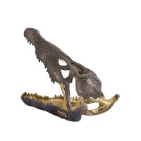 Lizee Krokodillenhoofd Beeld | Messing Aluminium 39 cm