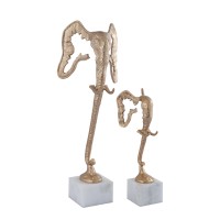 Horton Olifant Beeld | Champagne Aluminium | Marmeren Basis 40 cm