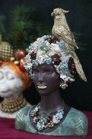 Kaliesa Vrouwbeeld | Groen Polymeer | Vogel en Bloemen 28 cm