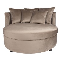 Fayen Loveseat | Fluweel Sand | Half Ronde Luxe Fauteuil | 121x121x68 cm