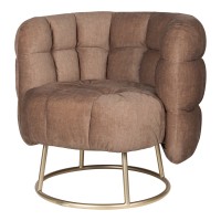 Fluffy Fauteuil | Antelope Fluweel | Vogue 3 | Gouden Rond Onderstel – 77x89x79 cm