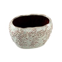 Avis Cream Ceramic Pot | Ovale Hoge Bloempot met Rondjes en Stippen | 18x20x28 cm