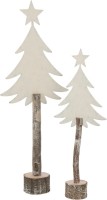 J-Line Kerstboom + Ster | Ijzer/Paulowniahout | Gebroken Wit | Large | 60 cm | Decoratieve Feestversiering