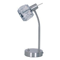 LED table lamp "Josefa", table lamp made of metal and glass in stainless steel optics, with E14 version Filament lamp included, light for living room, dining room, hallway or hallway 34.5 x 17.5 cm
