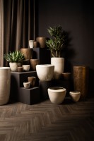 Kyleigh Bronze Ceramic Pot Round Smooth High XL | Luxe Grote Bloempot