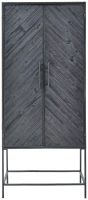 Rens Black Wooden Cabinet | Zwarte Houten Kast met Metalen Frame en 2 Deuren | 186 cm Hoog