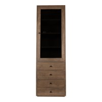 Oak Cabinet Armarium | Robuuste Eikenkast Grijs met 1 Deur en 4 Lades | 220 cm Hoog