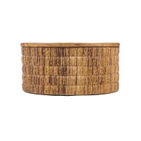 Abaca Ronde Magani Salontafel | Naturel | Ø 80 × H 38 cm | Handgemaakt Teak & Abaca