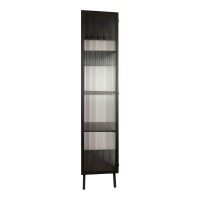 Caeleen Cabinet | Black & Gold | Wandkast met Geribbeld Glas – 70x181 cm