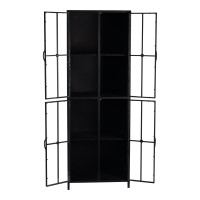 Cave Black Iron Cabinet High | Zwart IJzeren Kast met Glas & 4 Planken | 171 cm