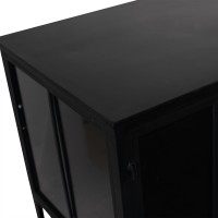 Cave Black Iron Cabinet Low | Lage Wandkast met 4 Deuren – 90 cm