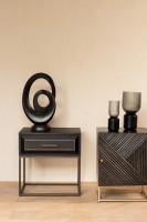 Lixly Bedside Cabinet | Zwart Hout & IJzeren Frame | Nachtkastje