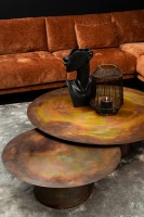 Comprador Copper Iron Coffeetable Round SV2 | Set van 2 Ronde Salontafels | 120x35 cm