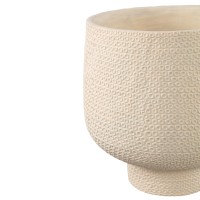 Laim Cement Pot op Voet Crème L | Vaas met Reliëf Rondjes 22 cm