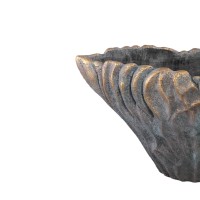 Vakas Grijze Cement Vaas L | Ovaal, Golvend & Koraalvorm met Gouden Rand