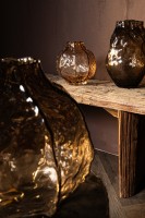 Narin Glazen Vaas Bruin S | Onregelmatige Vorm, 26 cm