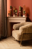 Nikolaos Kandelaar Messing M | Travertin, Piramide-Trappen Vorm 31 cm