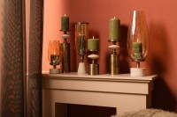 Nikolaos Kandelaar Messing M | Travertin, Piramide-Trappen Vorm 31 cm