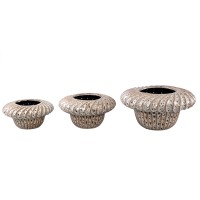 Sindi Brown Ceramic Pot M | Rond | Geribbeld | Decoratief