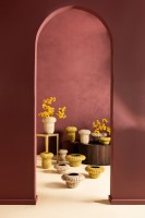 Sindi Yellow Ceramic Pot L | Rond | Geribbeld | Hoog – Decoratief