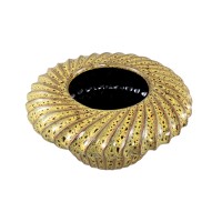 Sindi Yellow Ceramic Pot L | Rond | Geribbeld | Laag – Decoratief