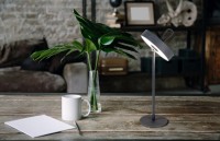 LED battery table lamp magnetic "Ella" for outside and inside, made of metal and plastic in gray, 35 cm high