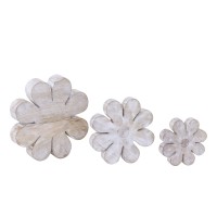 Zaniel Light Grey Mango Wood Flower Shaped StatueL
