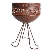 LED decorative solar light with a stand, 34.5 cm high for outside, made of rust-colored metal and plastic, firmly installed LEDs