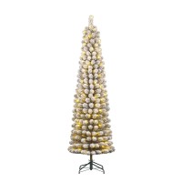 Charlton Smalle Kunstkerstboom met Warm Witte LED Verlichting - H230 x Ø58 cm - Groen Frosted